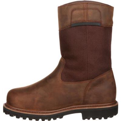 Georgia Boot Hammer Waterproof Internal Met-Guard Steel Toe Pull-On Work Boot, , large