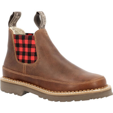 Georgia Boot Women's Red Plaid Chelsea Romeo Shoe, , large