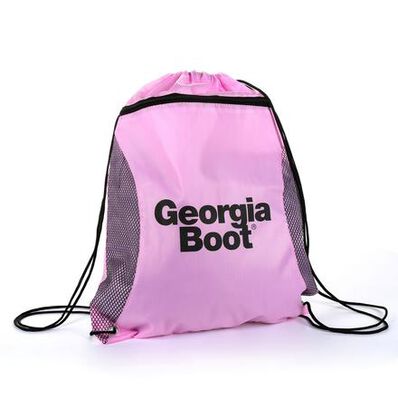 Georgia Boot Logo Pink Drawstring Bag, , large