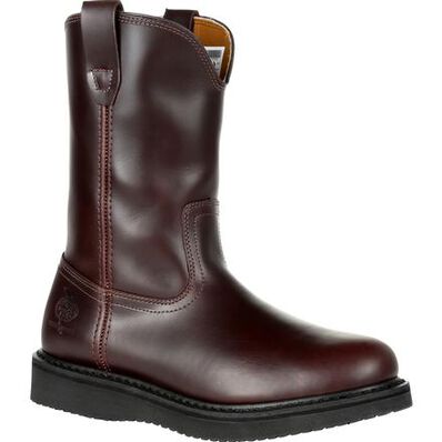 Georgia Boot Dark Brown Wedge Pull-On Work Boot, , large