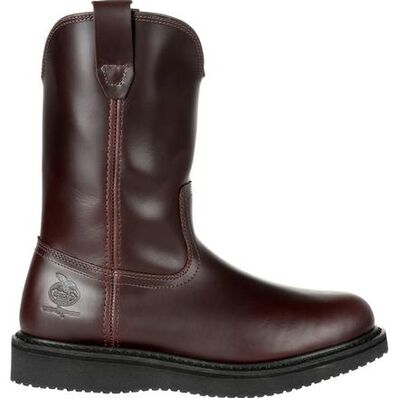 Georgia Boot Dark Brown Wedge Pull-On Work Boot, , large