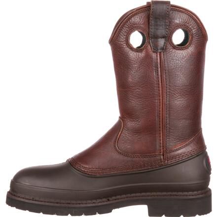 Brown Pull-On Steel Toe Work Boots 