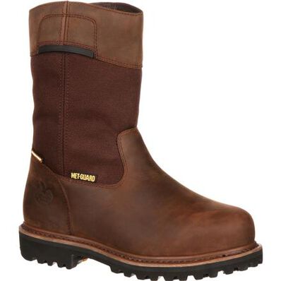Georgia Boot Hammer Waterproof Internal Met-Guard Steel Toe Pull-On Work Boot, , large