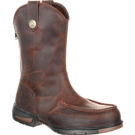 Pull on work boots with zipper on sale