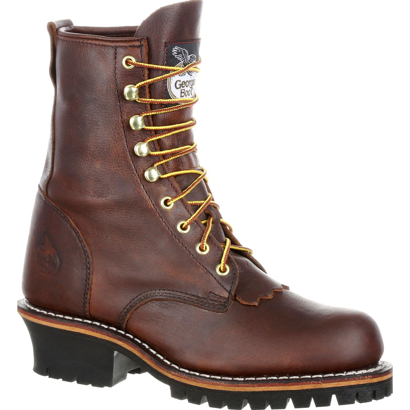 Georgia Boot: Men's 8-Inch Brown Logger Work Boot, GB0115IA