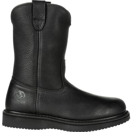 #GB00363, Georgia Boot Black Wedge Pull-On Work Boot