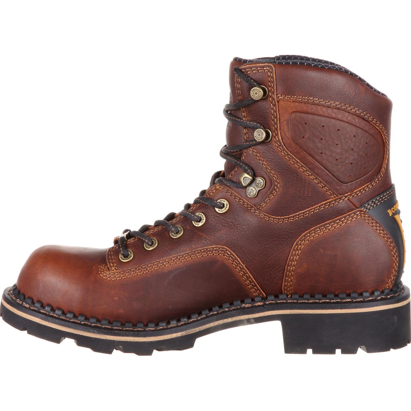 men's georgia comfort core composite toe waterproof logger work boots