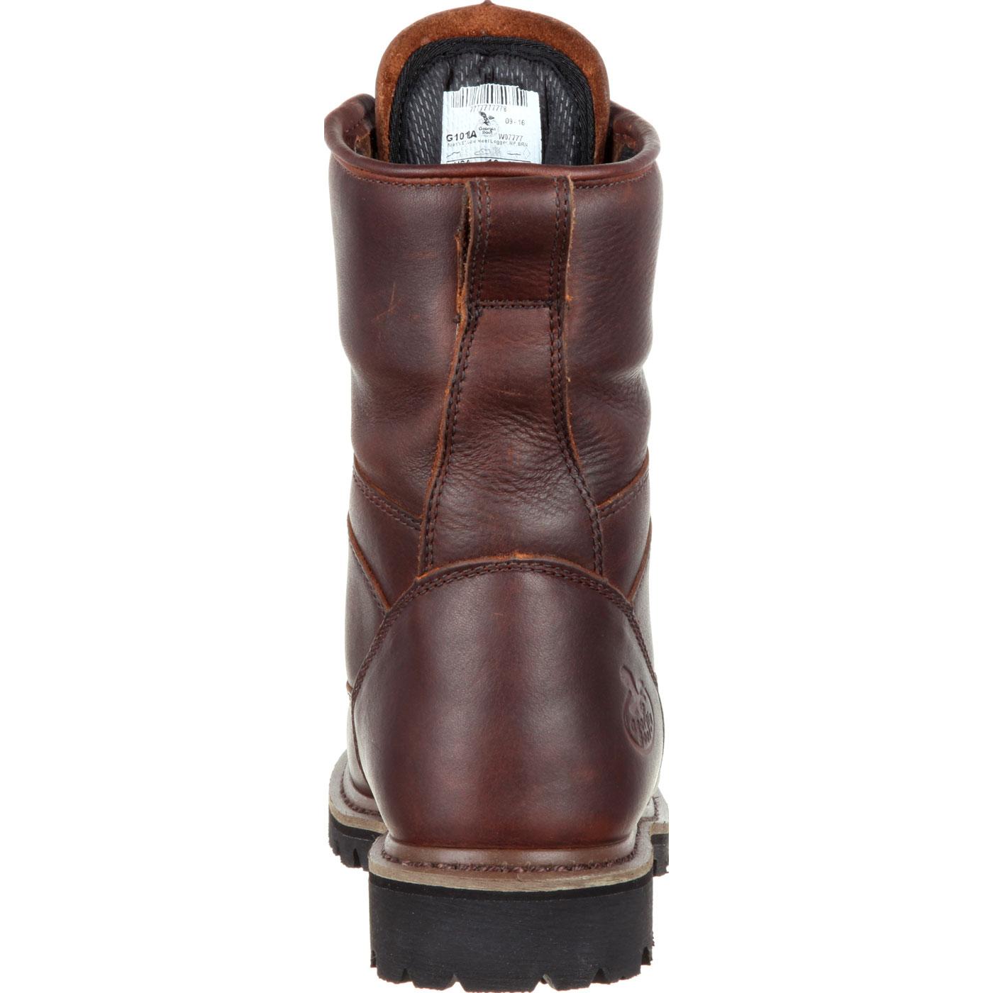 Georgia Boot: Brown Leather Waterproof Lace-to-Toe Work Boot