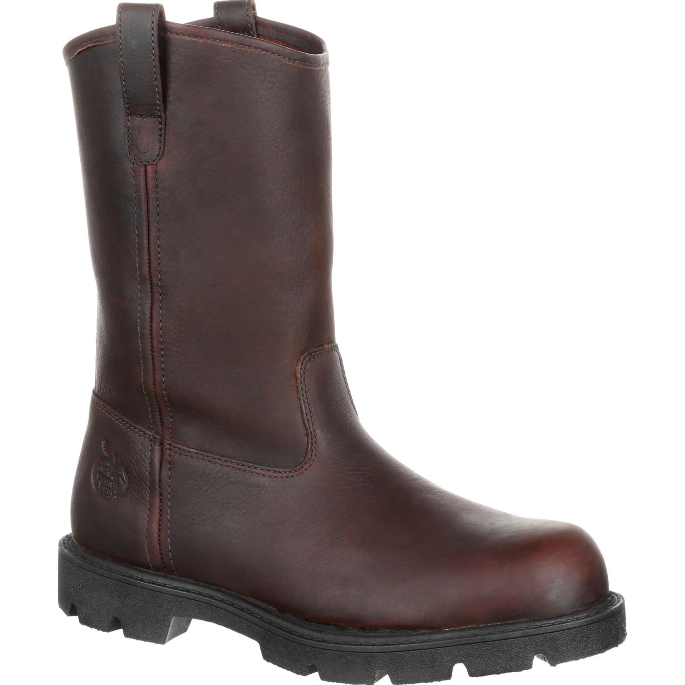 cheap steel toe pull on work boots