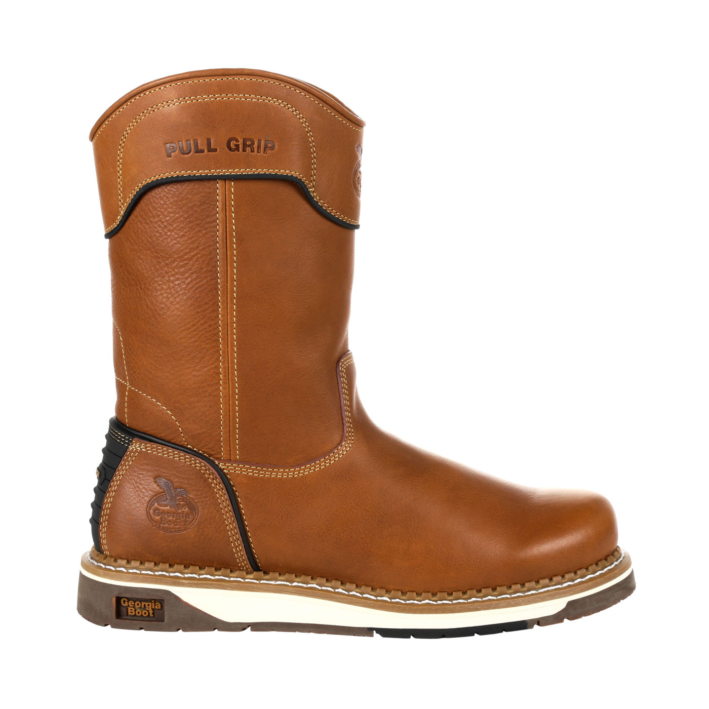 pull on wedge work boots