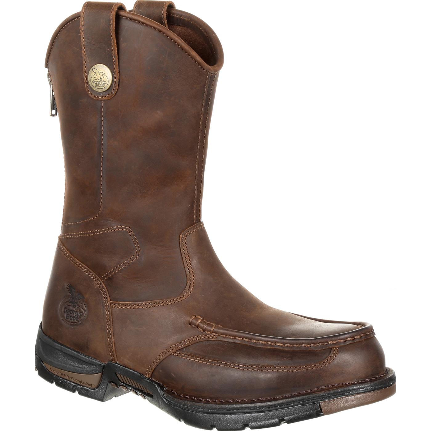 cheap steel toe pull on work boots