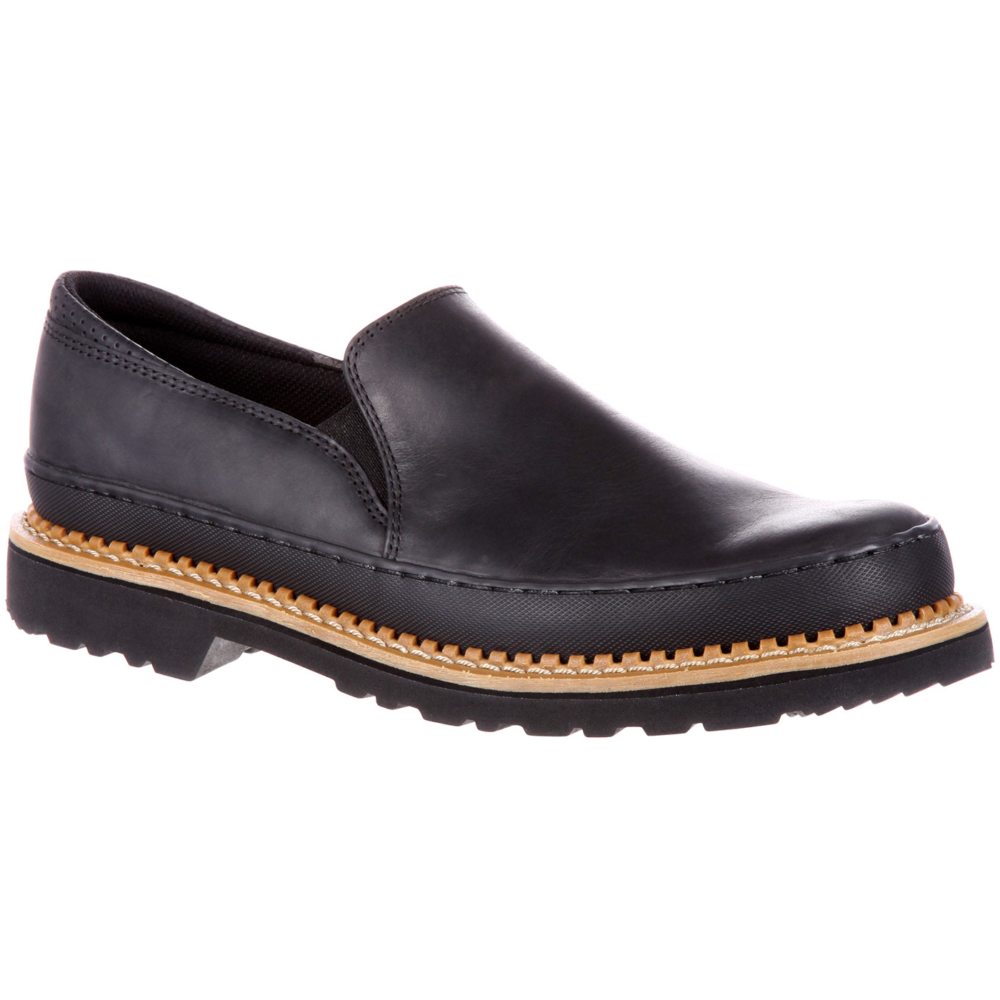 Georgia Giant Men s Black Leather Slip On Romeo Work Shoe