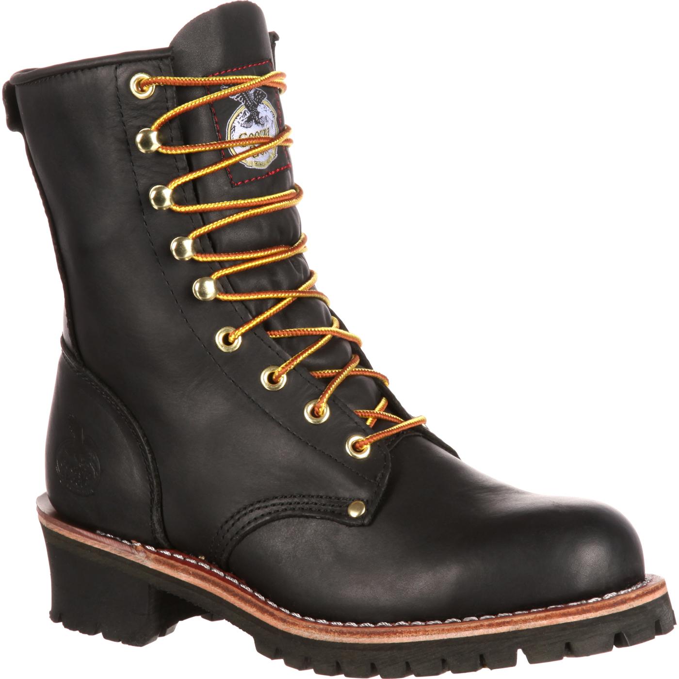 Black steel toe clearance logger boots