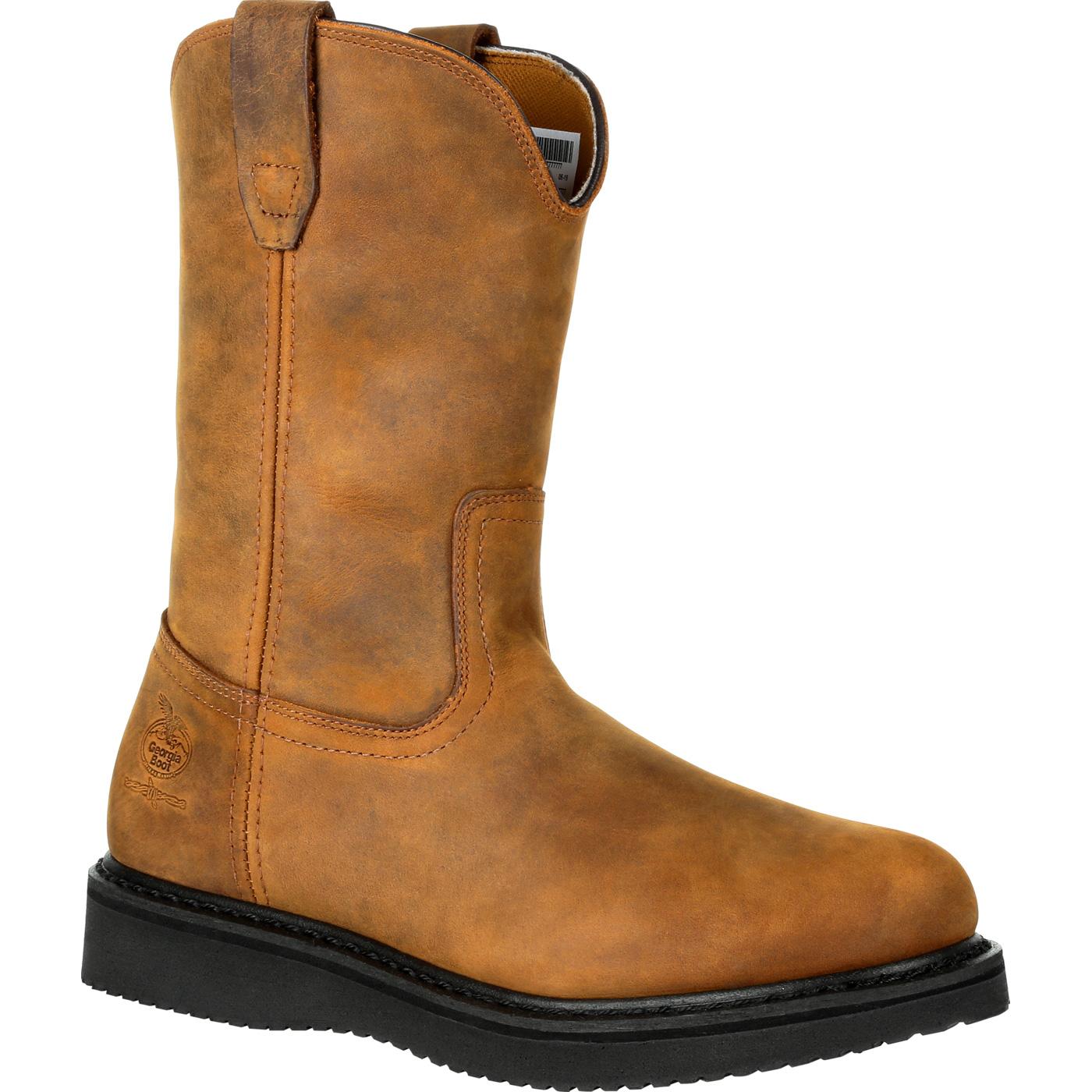 wedge pull on work boots
